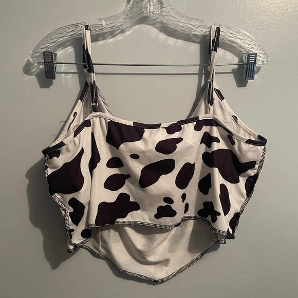 Cow Print Women’s Cami Crop Top Size 3XL Contrast Stitch Corset Soft Approx XL - Picture 9 of 16